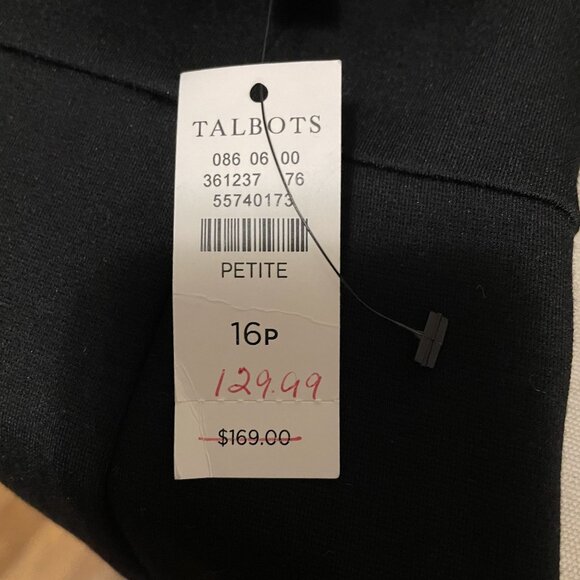 NWT Talbots Knee-Length Black Dress With Sequin Collar 3/4 Sleeve Size 16P - Picture 4 of 7